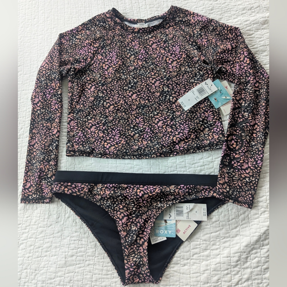 Roxy Rash guard Bikini Set